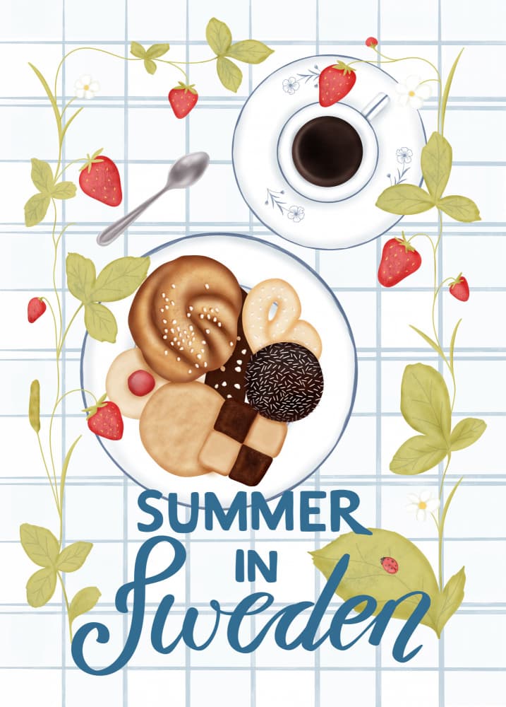 Summer Fika in Sweden by Aminah Eleonora — canvas wall art