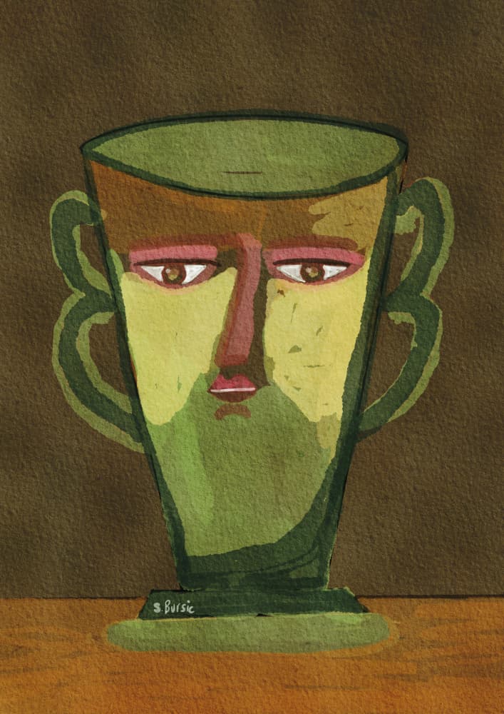 Modern Green Face Vase by Sharyn Bursic — canvas wall art