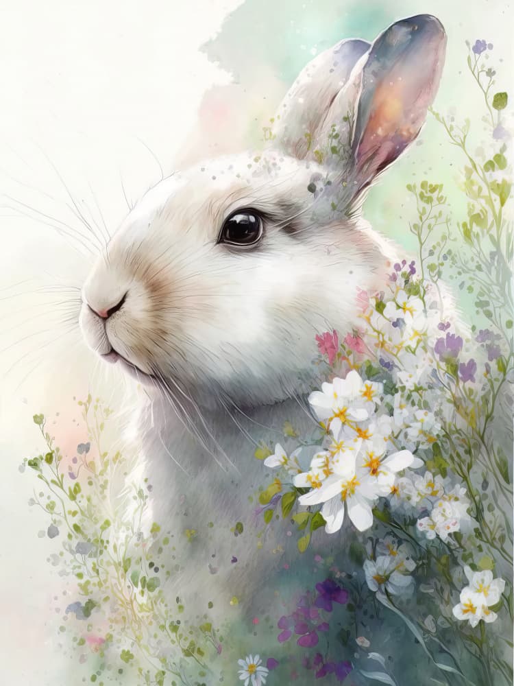 Gentle Spring Rabbit by Bilge Paksoylu — canvas wall art
