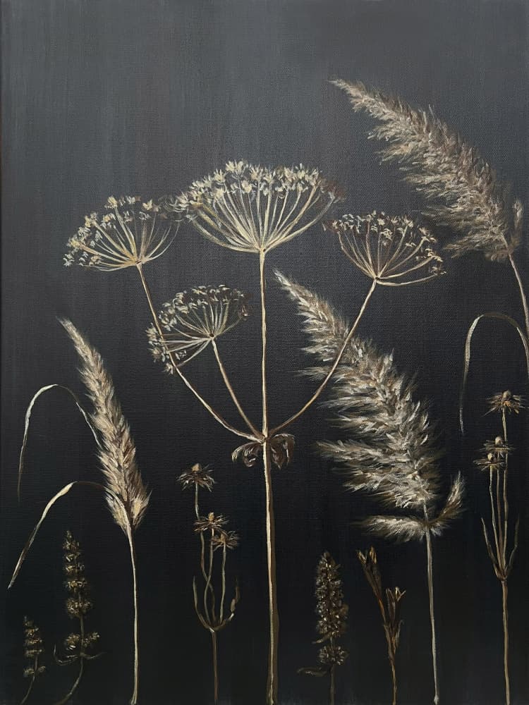 Golden Botanical Silhouettes by Marina Kozyr — canvas wall art