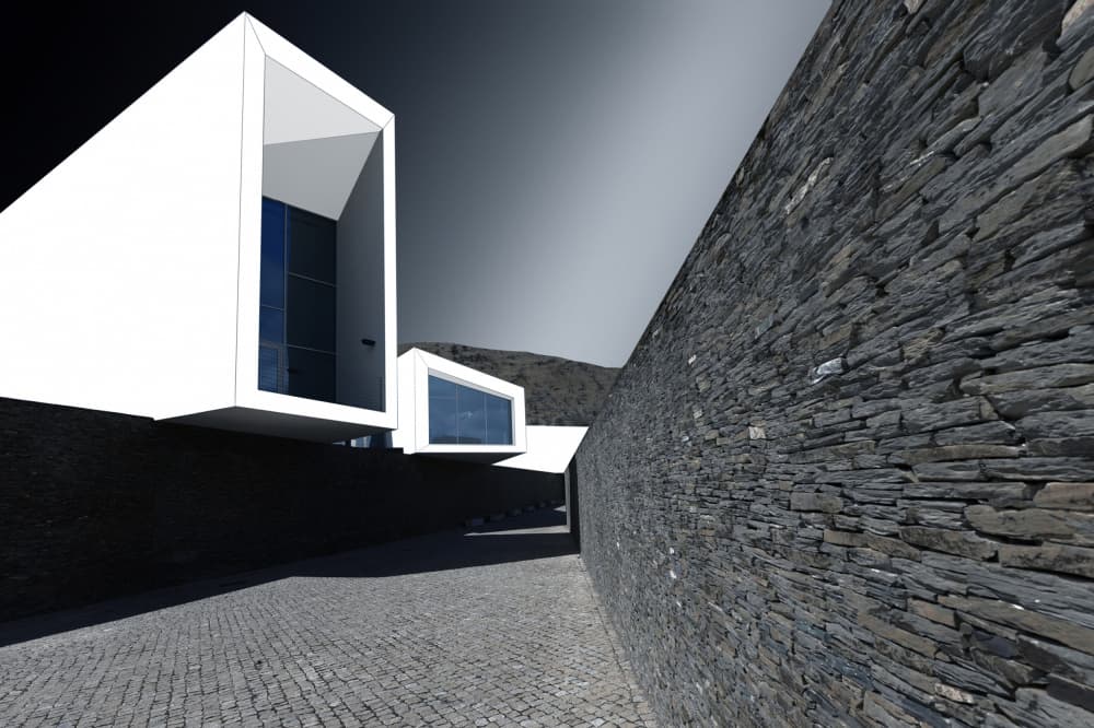 Modern Architectural Contrast by Jorge Pimenta — canvas wall art