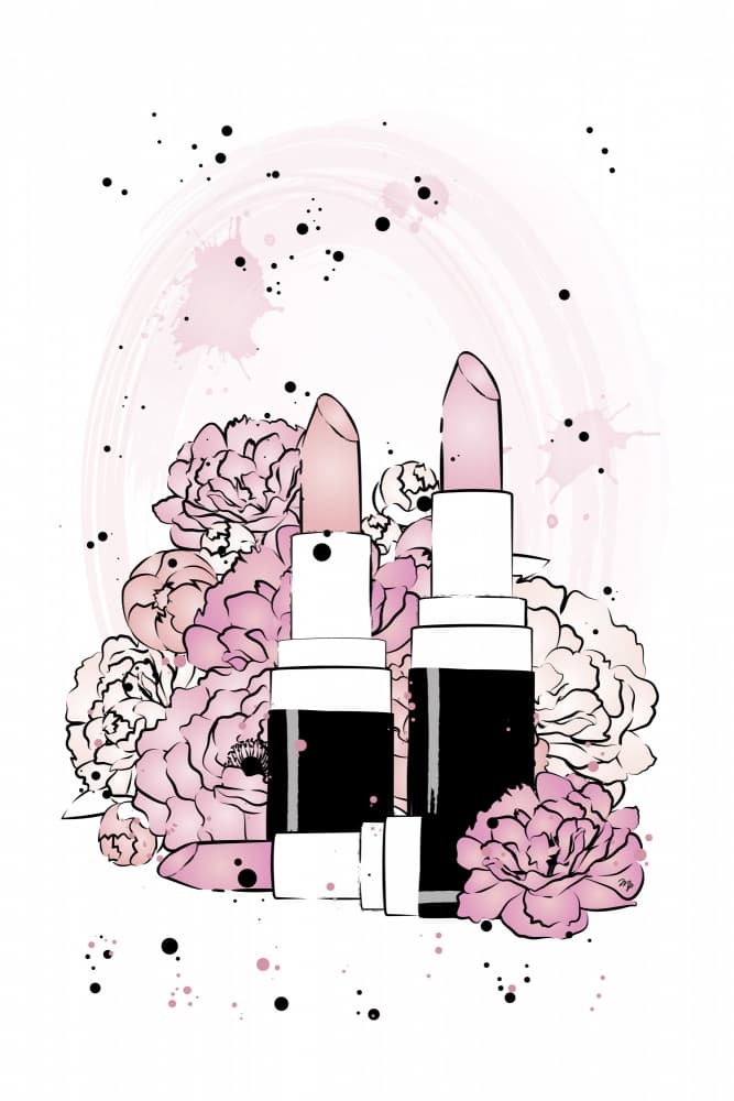 Lipstick and Peonies by Martina — canvas wall art