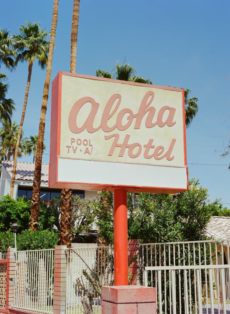 Retro Aloha Hotel Sign by Bethany Young — canvas wall art