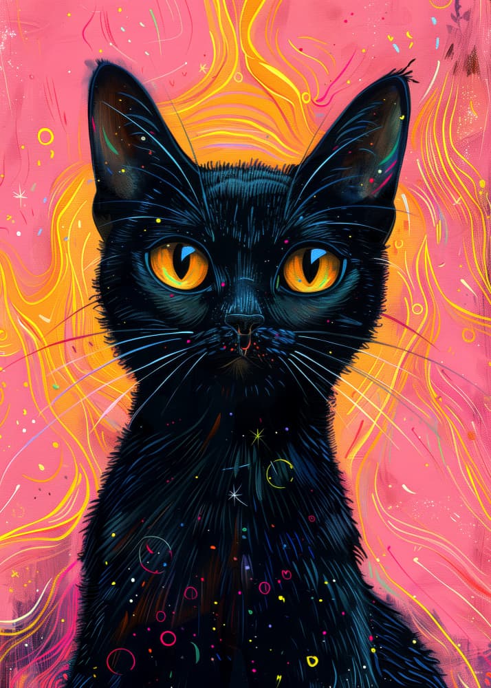 Cosmic Black Cat by Justyna Jaszke — canvas wall art