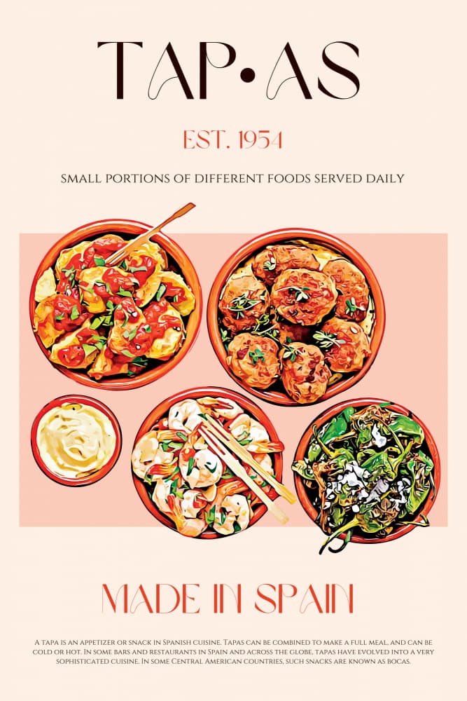 Flavorful Spanish Bites by Nazma Khokhar — canvas wall art