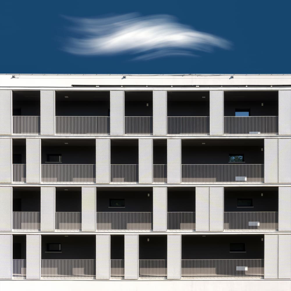 Minimalist Building Cloud by Andrea Comari — canvas wall art