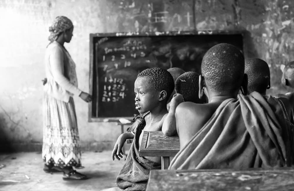 African Classroom Learning by Juan Luis Duran — canvas wall art