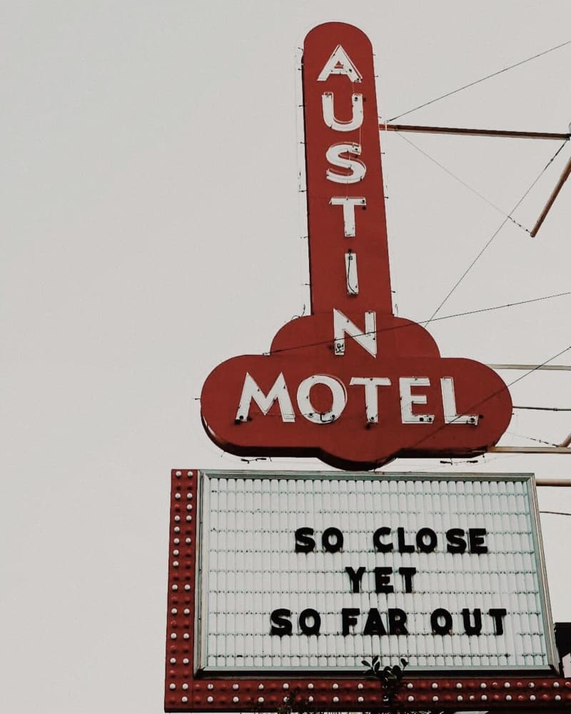 Austin Motel Vintage Sign by Del Mundo Imagery — canvas wall art