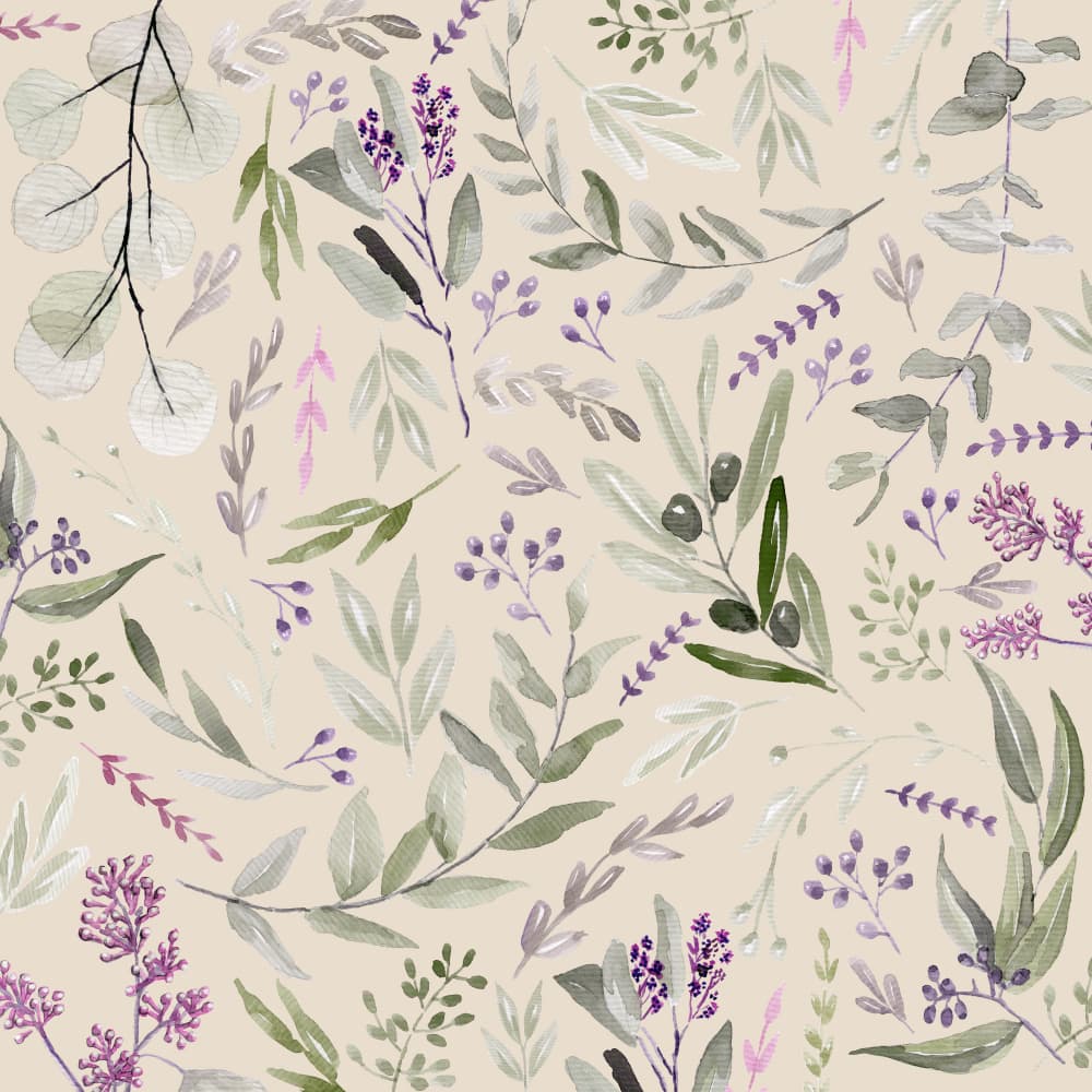 Eucalyptus Leaves Pattern Beige by Anis Illustration — canvas wall art