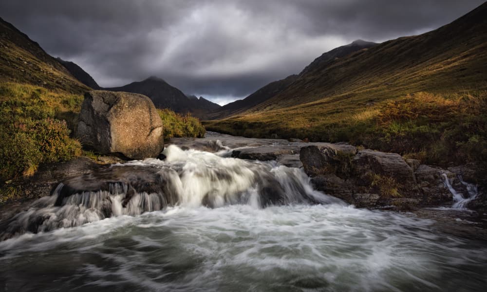 Dramatic Mountain Stream by Anne Berger — canvas wall art