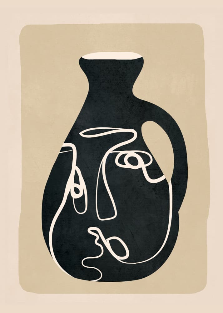 Abstract Face Vase by Flow Line — canvas wall art