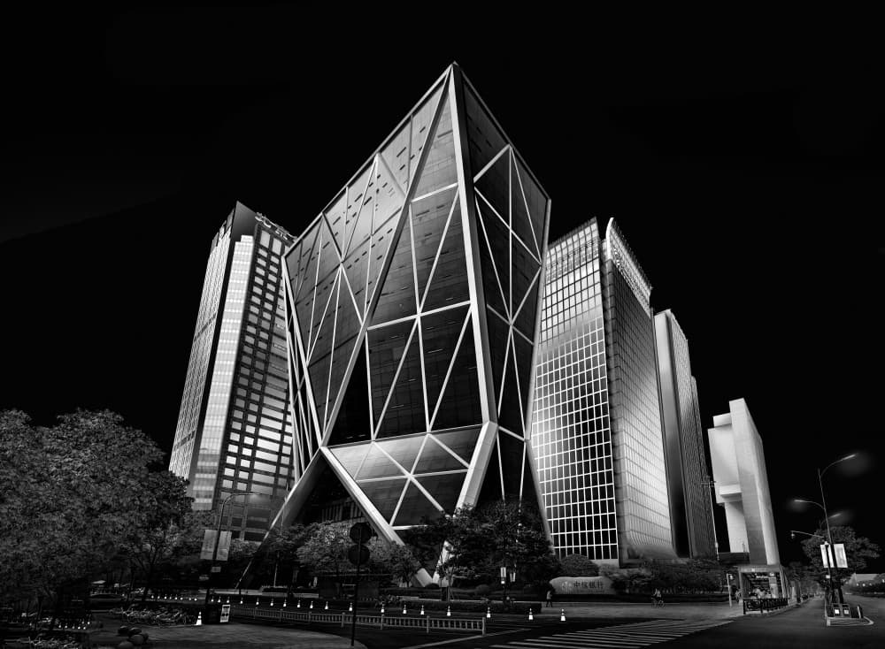 Geometric Skyscraper Night by jordiegeatorrent — canvas wall art
