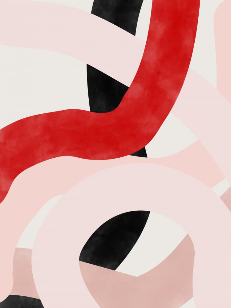 Red Blush Abstract Flow by Elena Ristova — canvas wall art