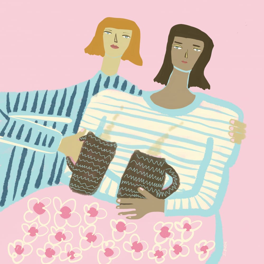 Cozy Coffee Friends by Sharyn Bursic — canvas wall art