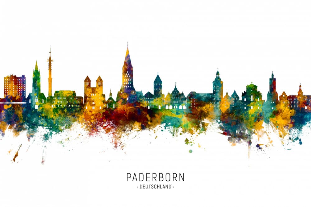 Vibrant Paderborn Skyline by Michael Tompsett — canvas wall art