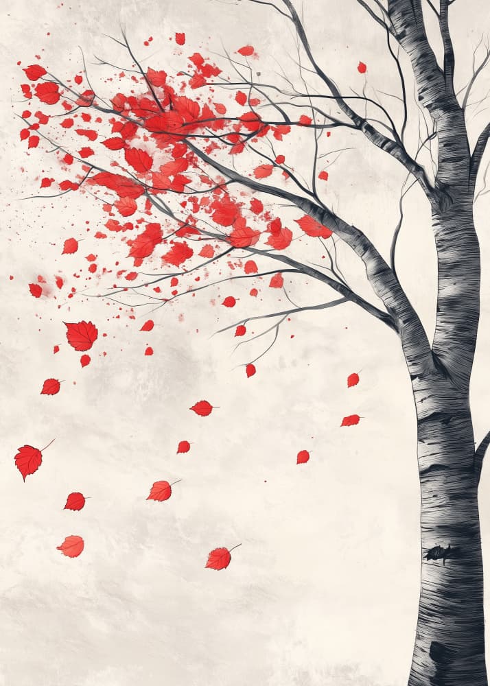 Falling Red Leaves by Andreas Magnusson — canvas wall art