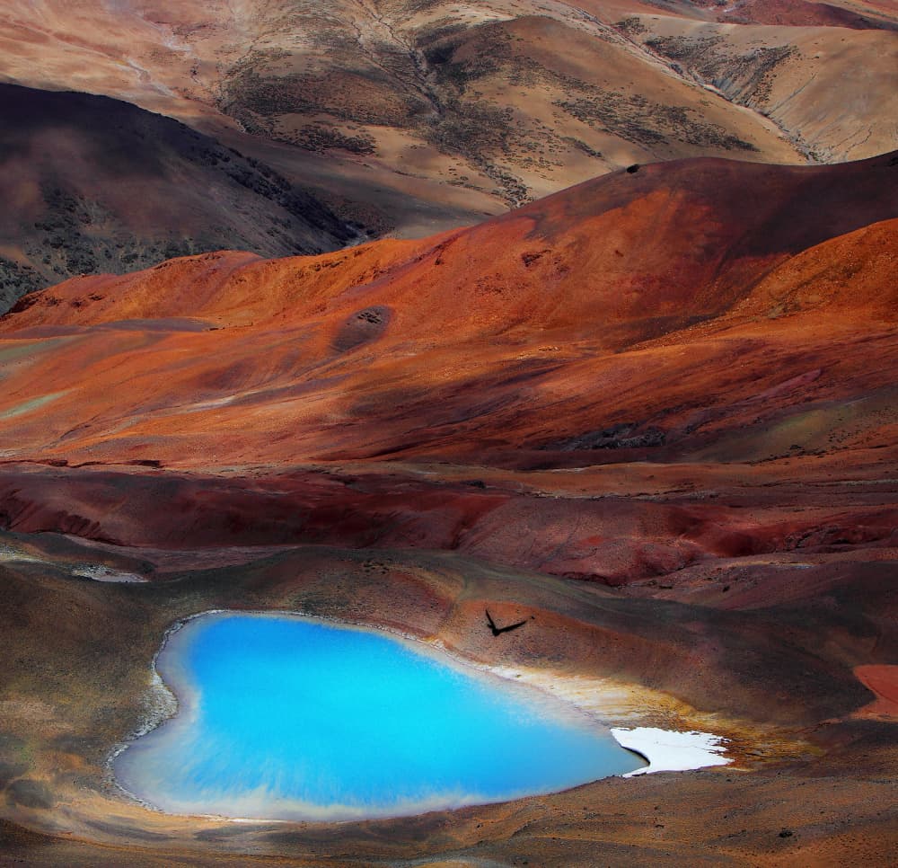 Red Desert Blue Lake by BJ Yang — canvas wall art