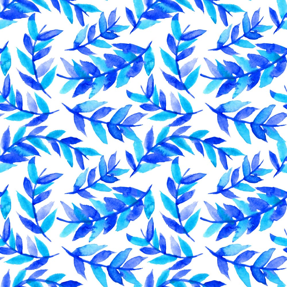 Blue Watercolor Leaves by Michele Channell — canvas wall art