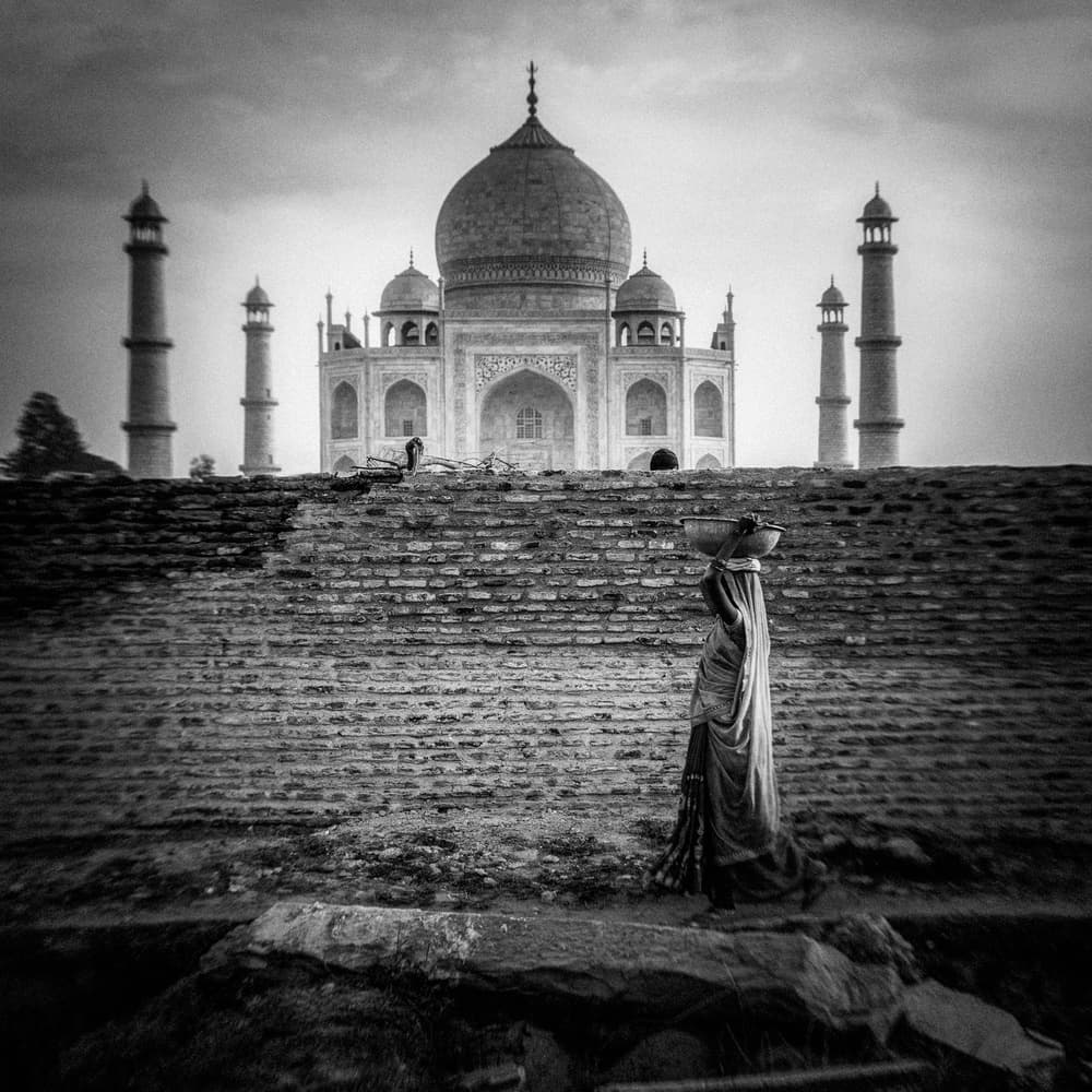 Indian Woman Taj Mahal by ADIREK M — canvas wall art