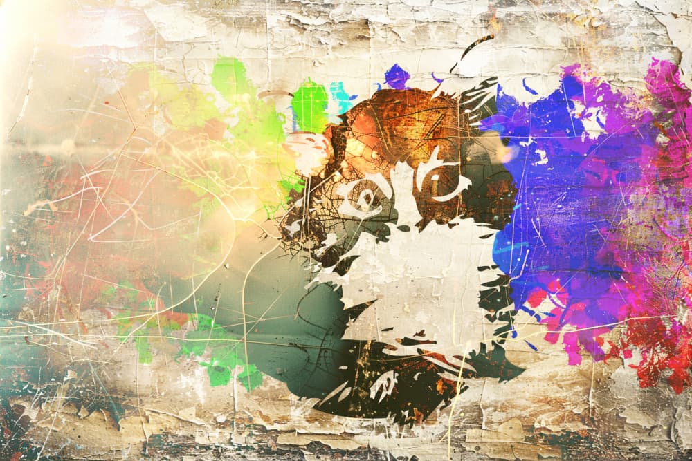 Vibrant Grunge Face by Rafal Kulik — canvas wall art