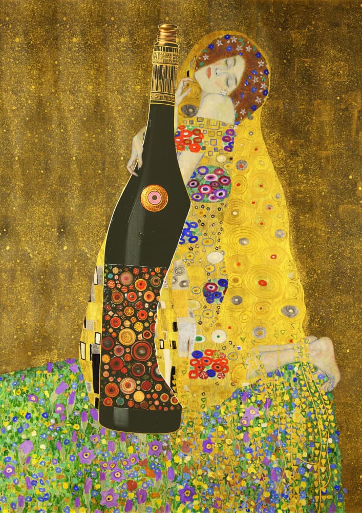 Golden Bottle Embrace by Artem Pozdniakov — canvas wall art