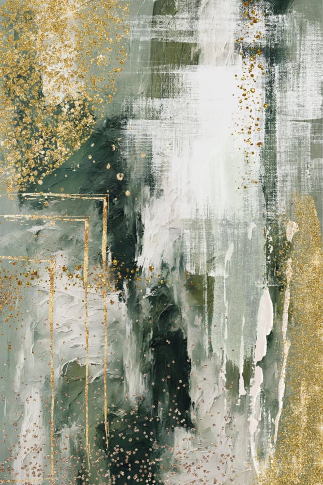 Glistening Green Gold Abstract by Sally Ann Moss — canvas wall art