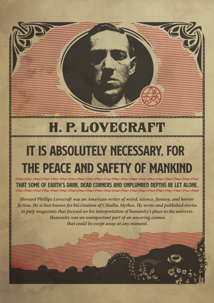 Vintage Cosmic Horror Warning by Dion Gem — canvas wall art