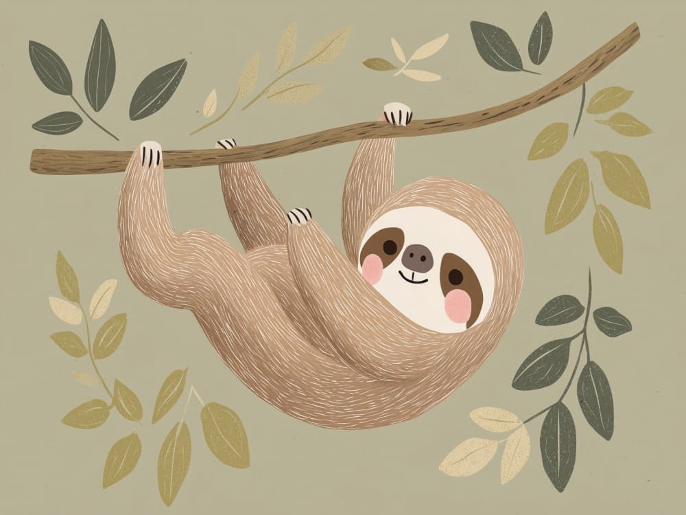 Sloth's Gentle Swing by Treechild — canvas wall art