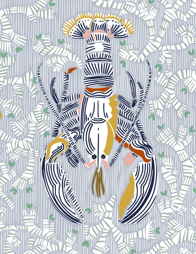 Elegant Blue Lobster by Annick — canvas wall art
