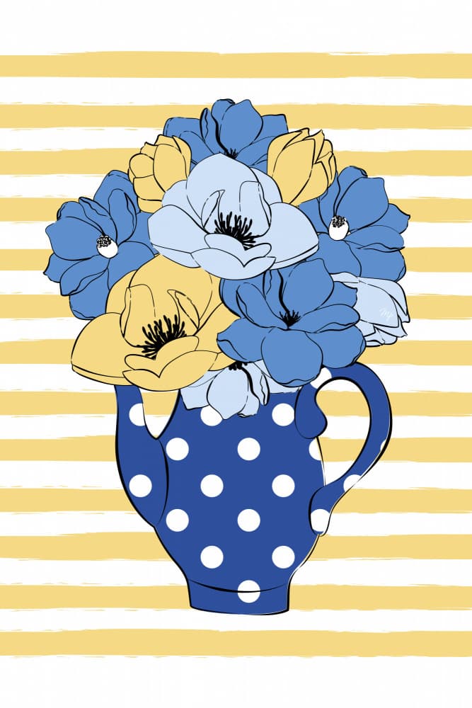 Cheerful Teapot Blooms by Martina — canvas wall art