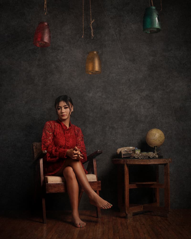 Elegant Red Portrait by Djayent Abdillah — canvas wall art