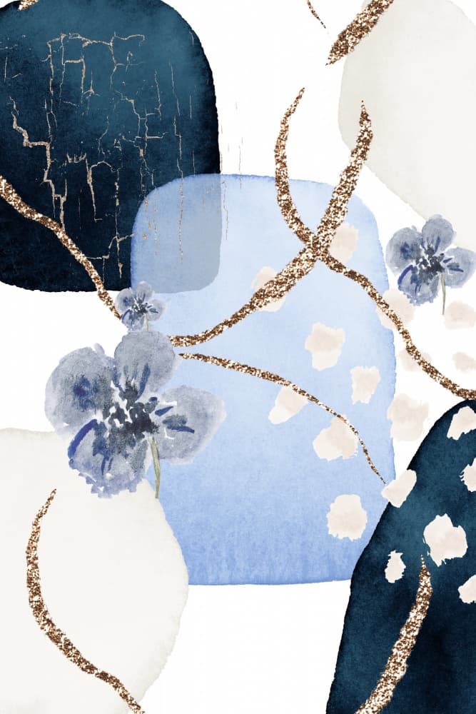 Floral Blue-2 by Sally Ann Moss — canvas wall art