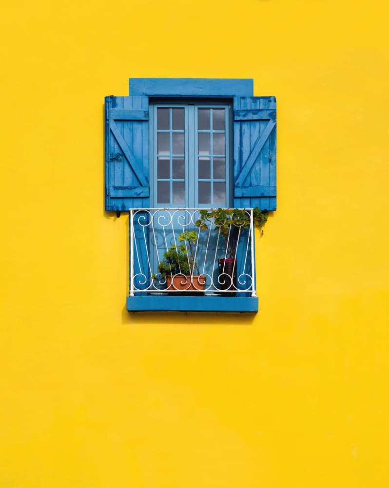 Vibrant Yellow Blue Window by Allan Li wp — canvas wall art