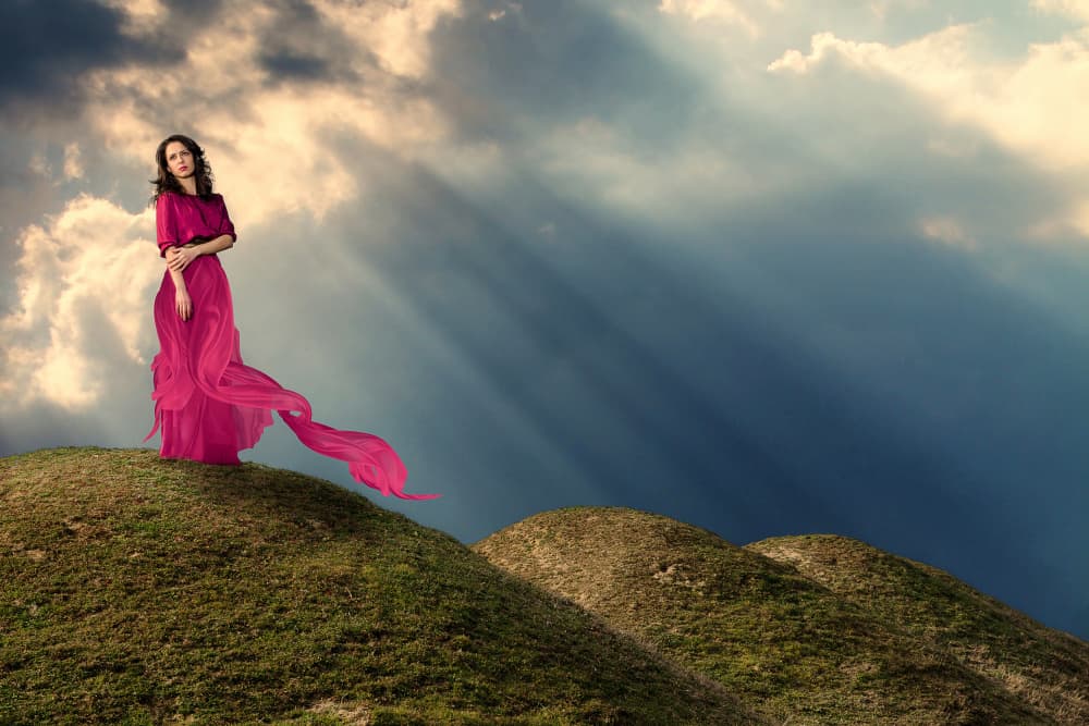 Woman in Pink Dress by Bogdan Negoita — canvas wall art