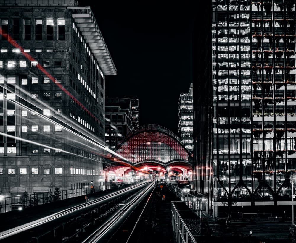 City Station Lights by Ariel Ling — canvas wall art