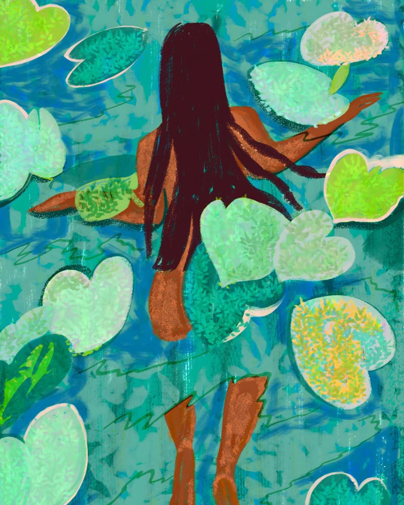 Swimming Among Lily Pads by Uma Gokhale — canvas wall art