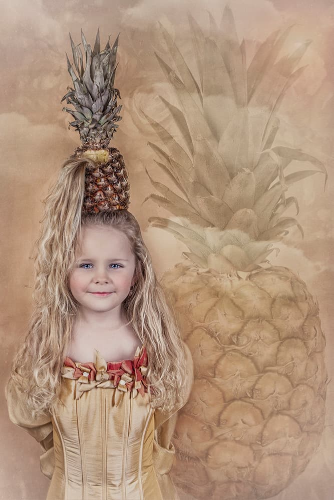 Whimsical Pineapple Girl by Carola Kayen-Mouthaan — canvas wall art