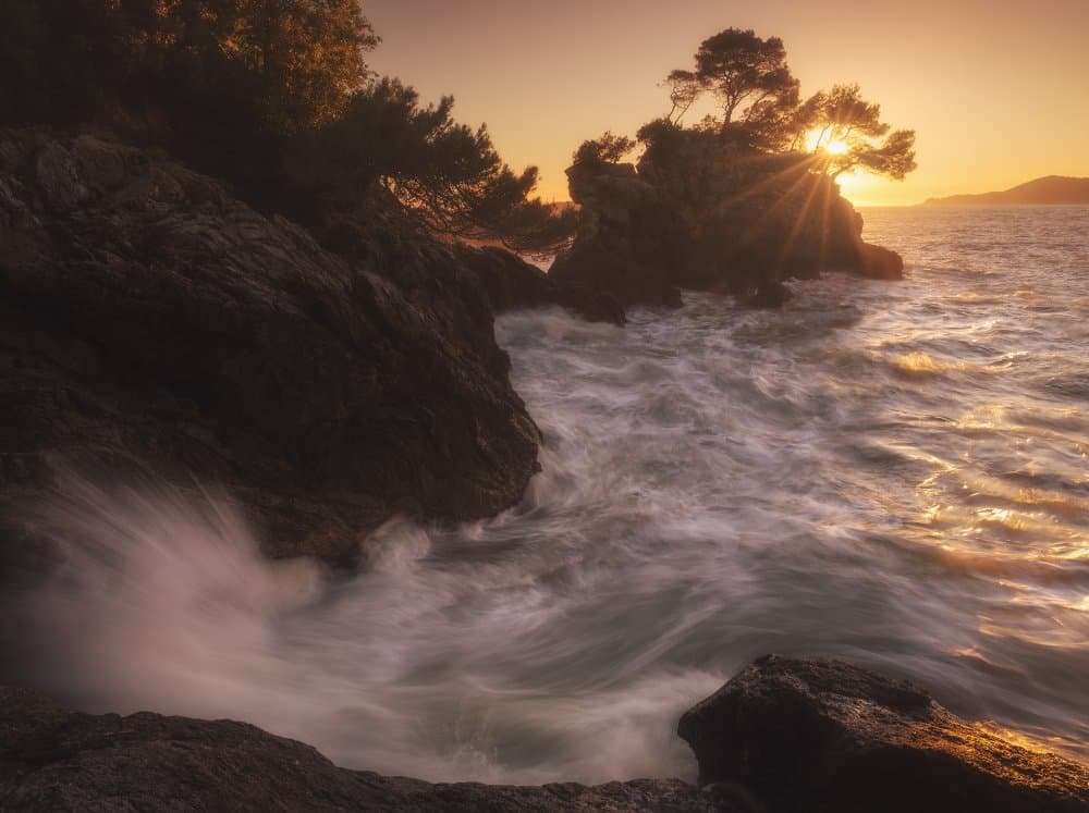Golden Hour Coastline by Paolo Lazzarotti — canvas wall art