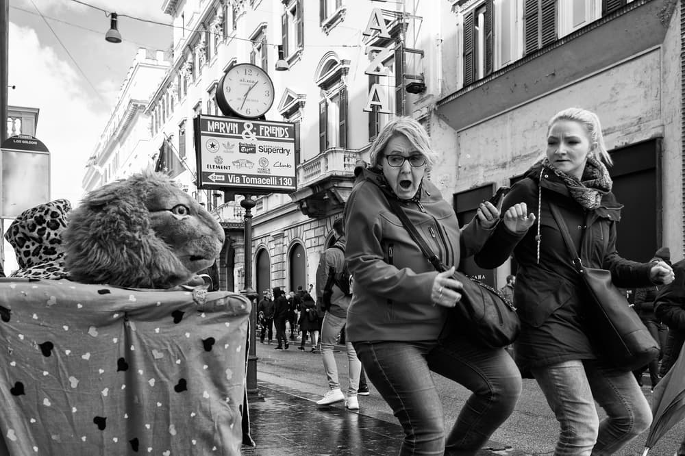 Funny Street Encounter by Riccardo Lucidi — canvas wall art