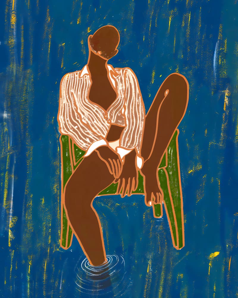 Serene Woman in Water by Uma Gokhale — canvas wall art