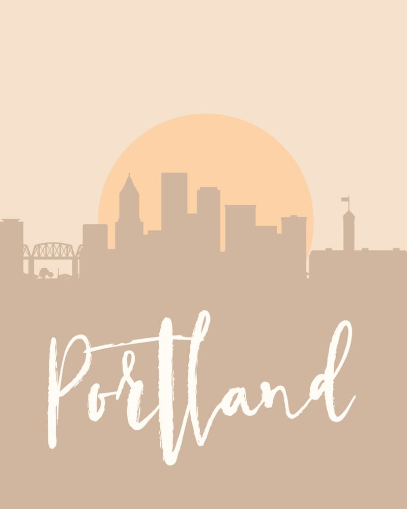 Portland Sunset Skyline by Emiliano Deificus — canvas wall art