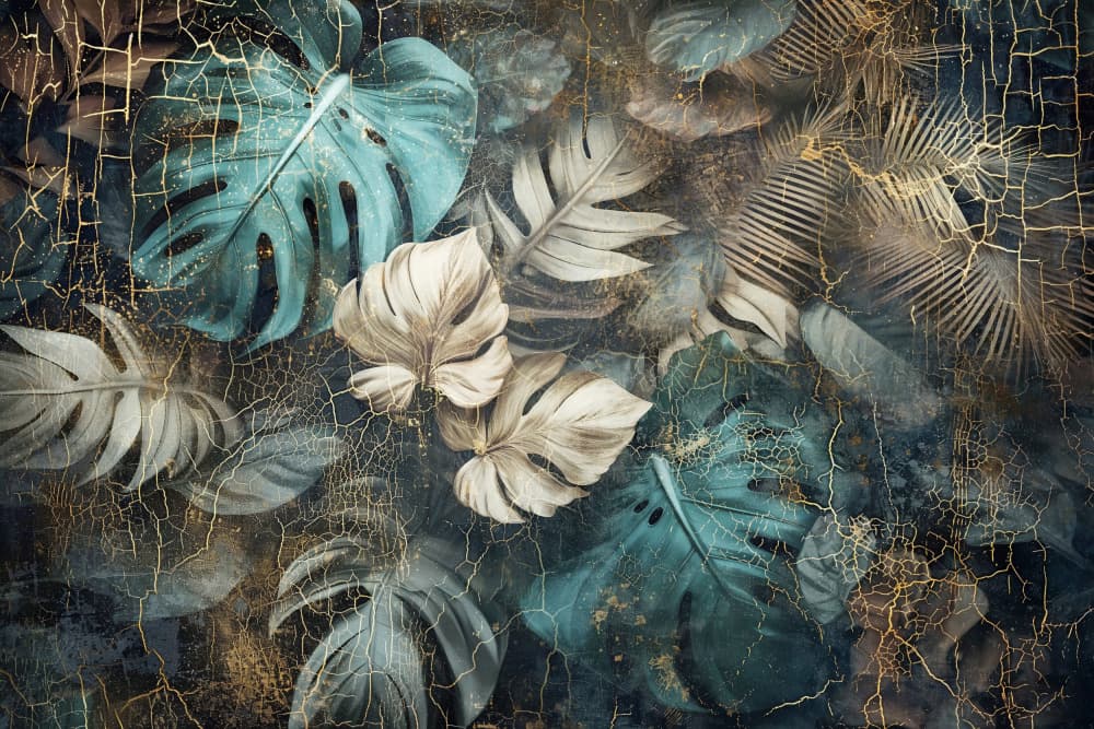 Gilded Tropical Foliage by Rafal Kulik — canvas wall art