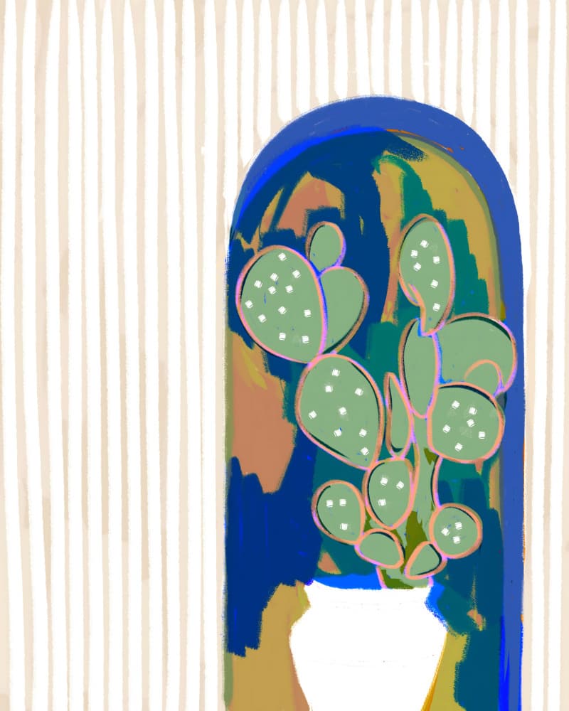 Potted Cactus Arch by Uma Gokhale — canvas wall art