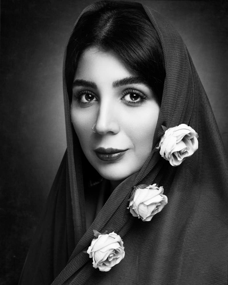 Elegant Woman with Roses by Amir Heydari — canvas wall art