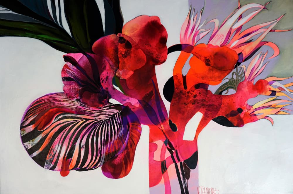 Vibrant Abstract Flowers by Victor Tkachenko — canvas wall art