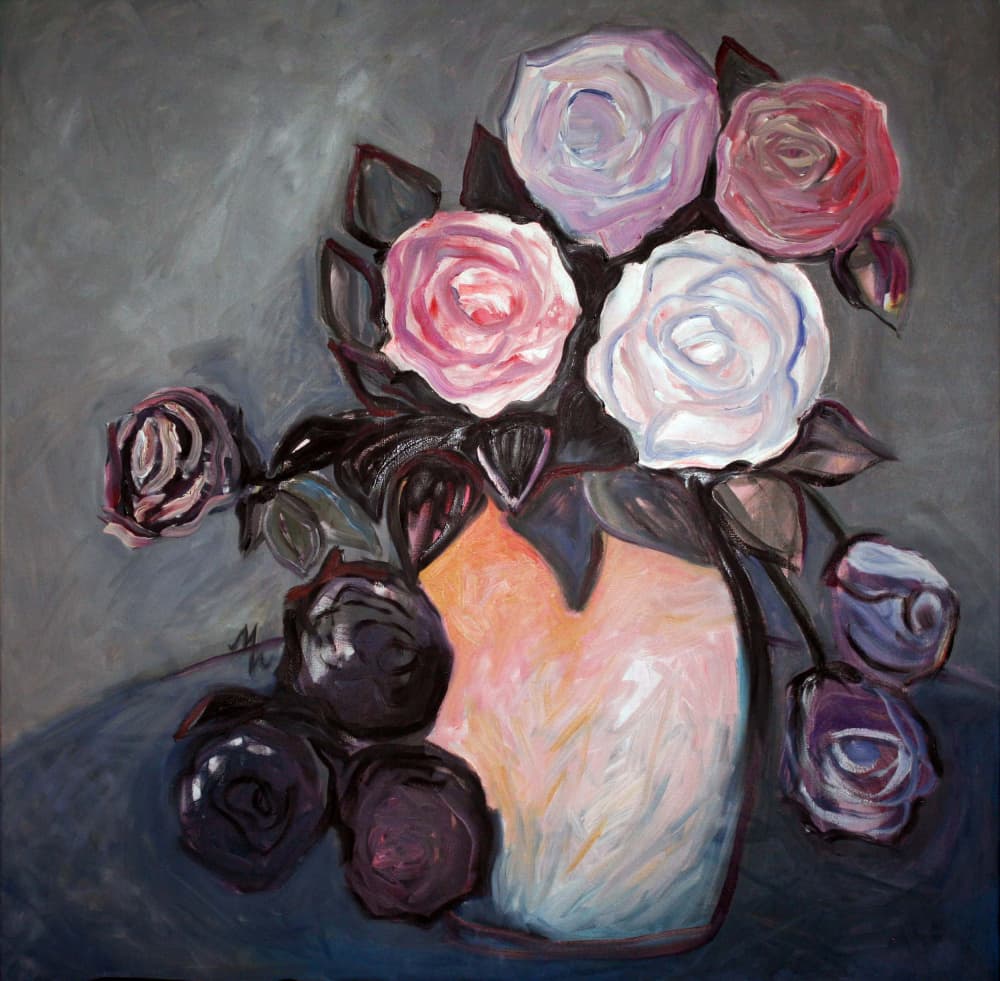 Elegant Painted Roses by Marina Nelson — canvas wall art