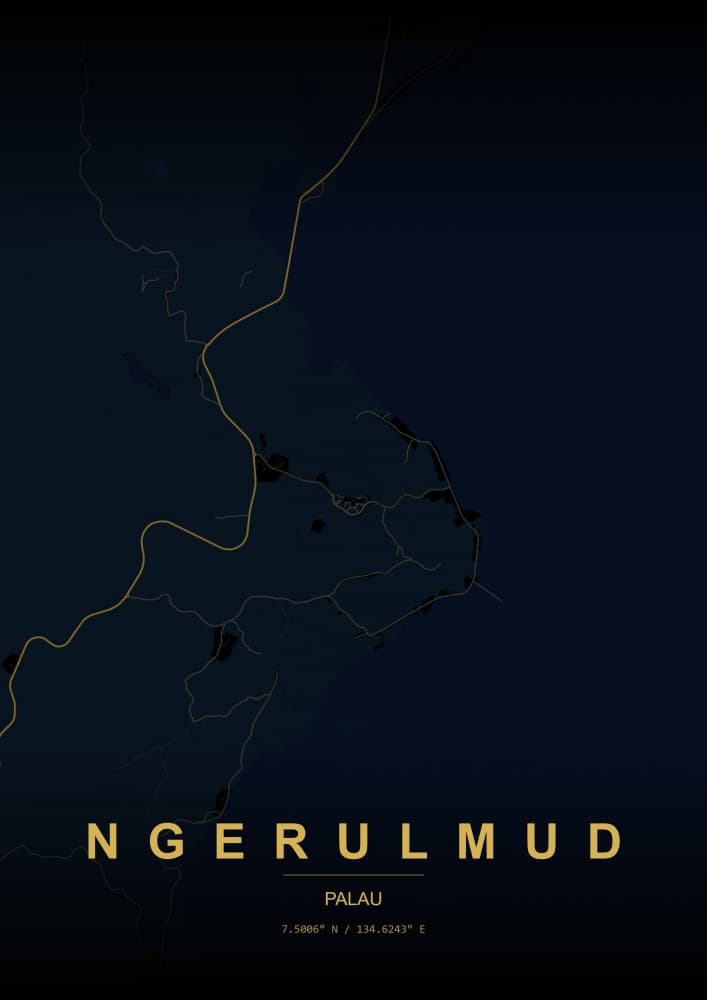Ngerulmud Palau Map by HUGO — canvas wall art