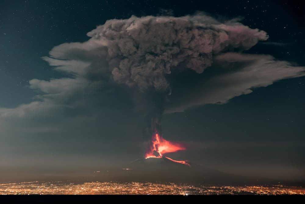 Dramatic Volcanic Eruption by Massimo Tamajo — canvas wall art