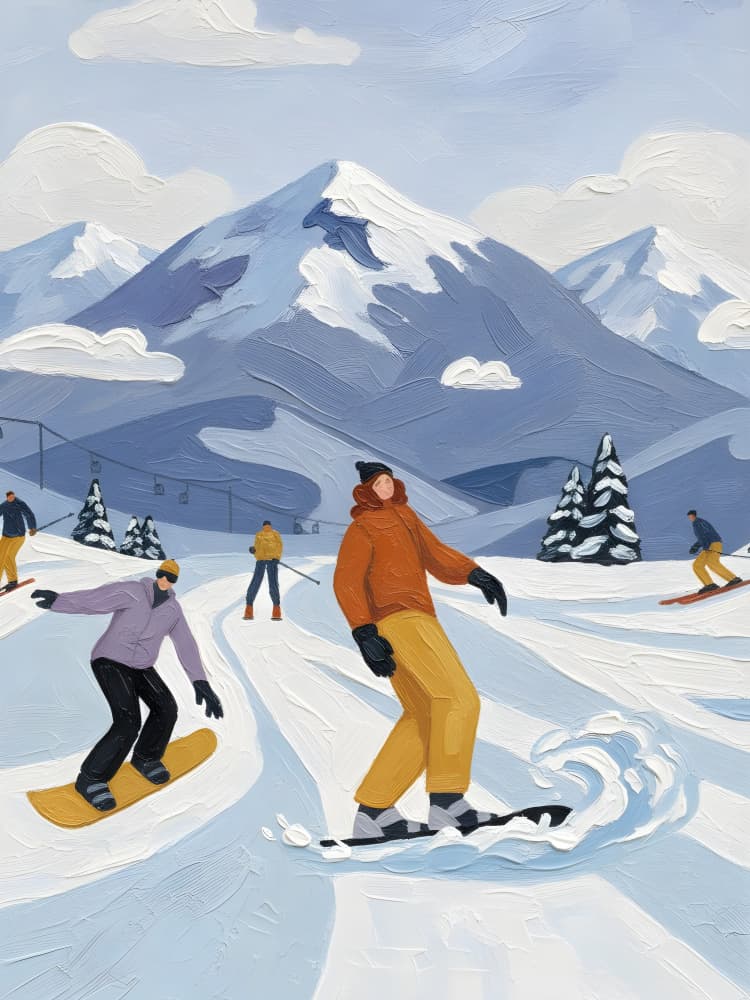 Winter Mountain Fun by HUGO — canvas wall art