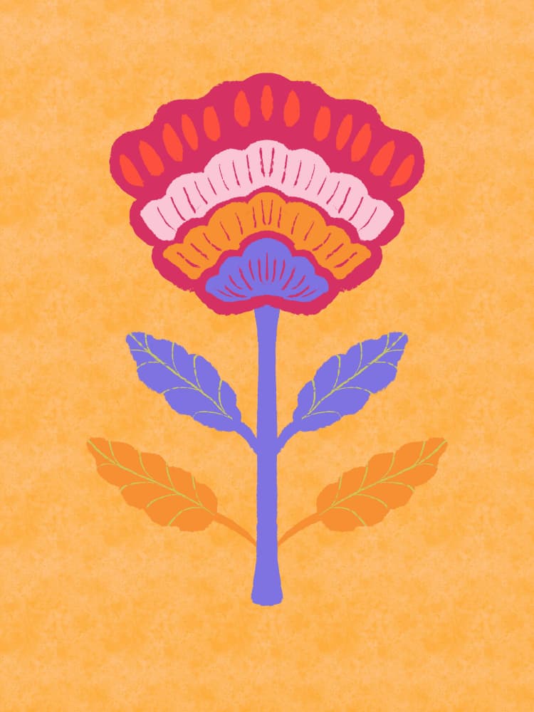 Vibrant Folk Flower by Aliya Putrus — canvas wall art